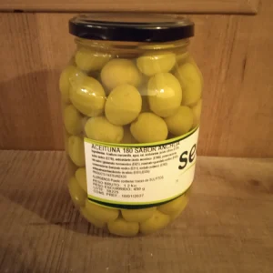 Bote de aceituna manzanilla grande sabor anchoa 450 gr de marca Seco